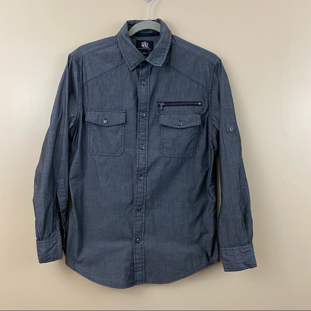 Men’s Rock & Republic gay/black long sleeve button down size S